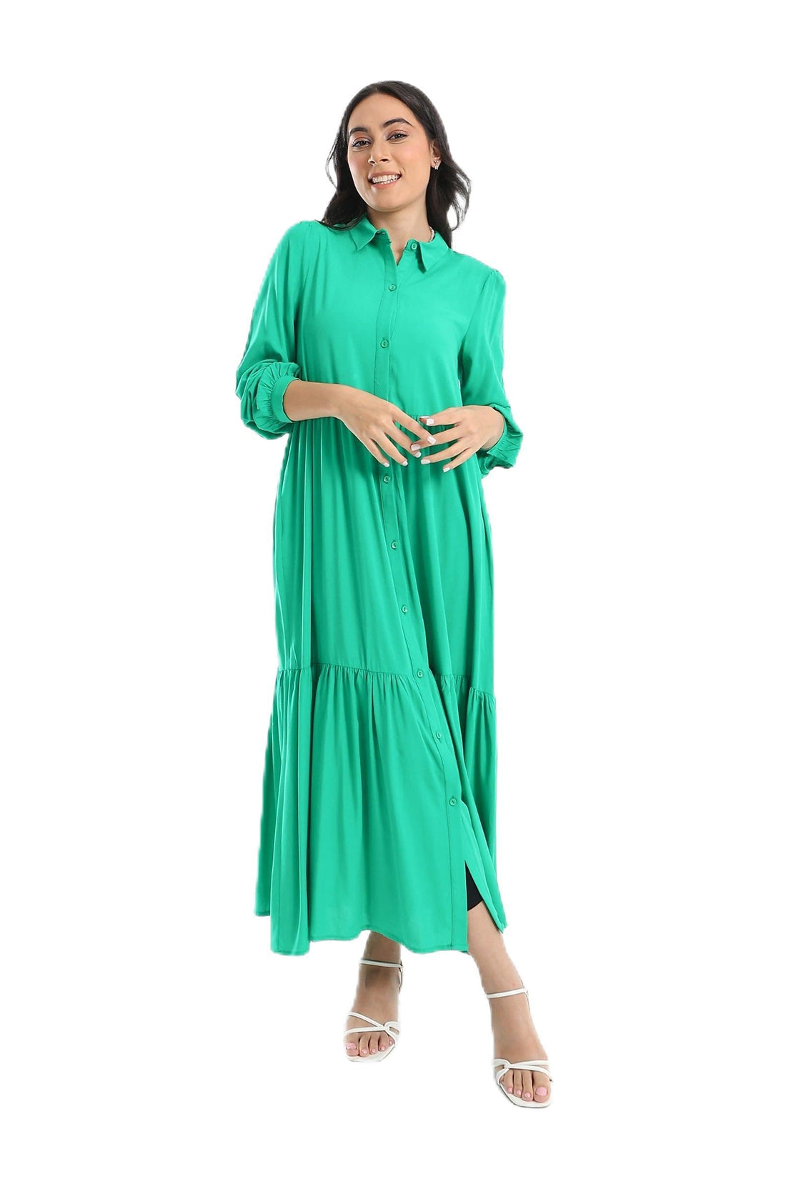 CARINA Women Tiered Maxi Shirt Dress