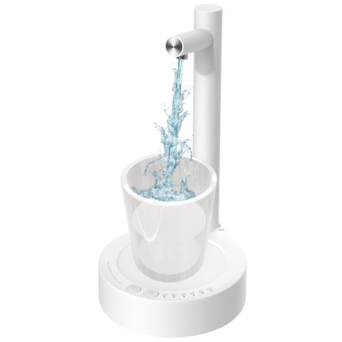 AWH ZEY LUXE Smart Table Water Dispenser, Desktop Water Bottle Dispenser, 5 Gallon Water Bottle Pump, Water Dispenser for 5 Gallon Bottle, Type-C Charging for Home Office Camping Travel (White)