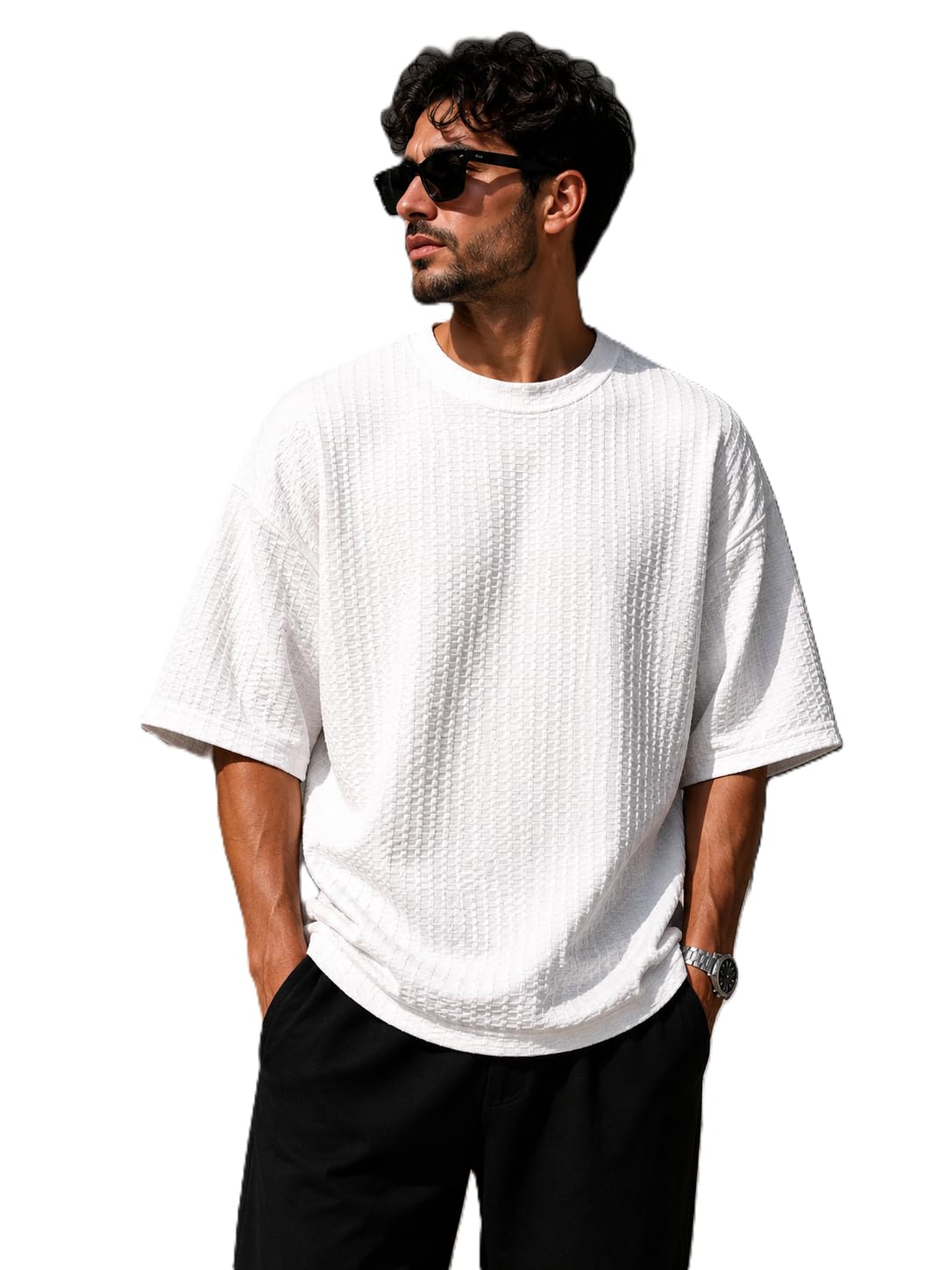 Oversize Men's Waffle Loose Fit Lightweight Soft Casual T-Shirt Multicolor