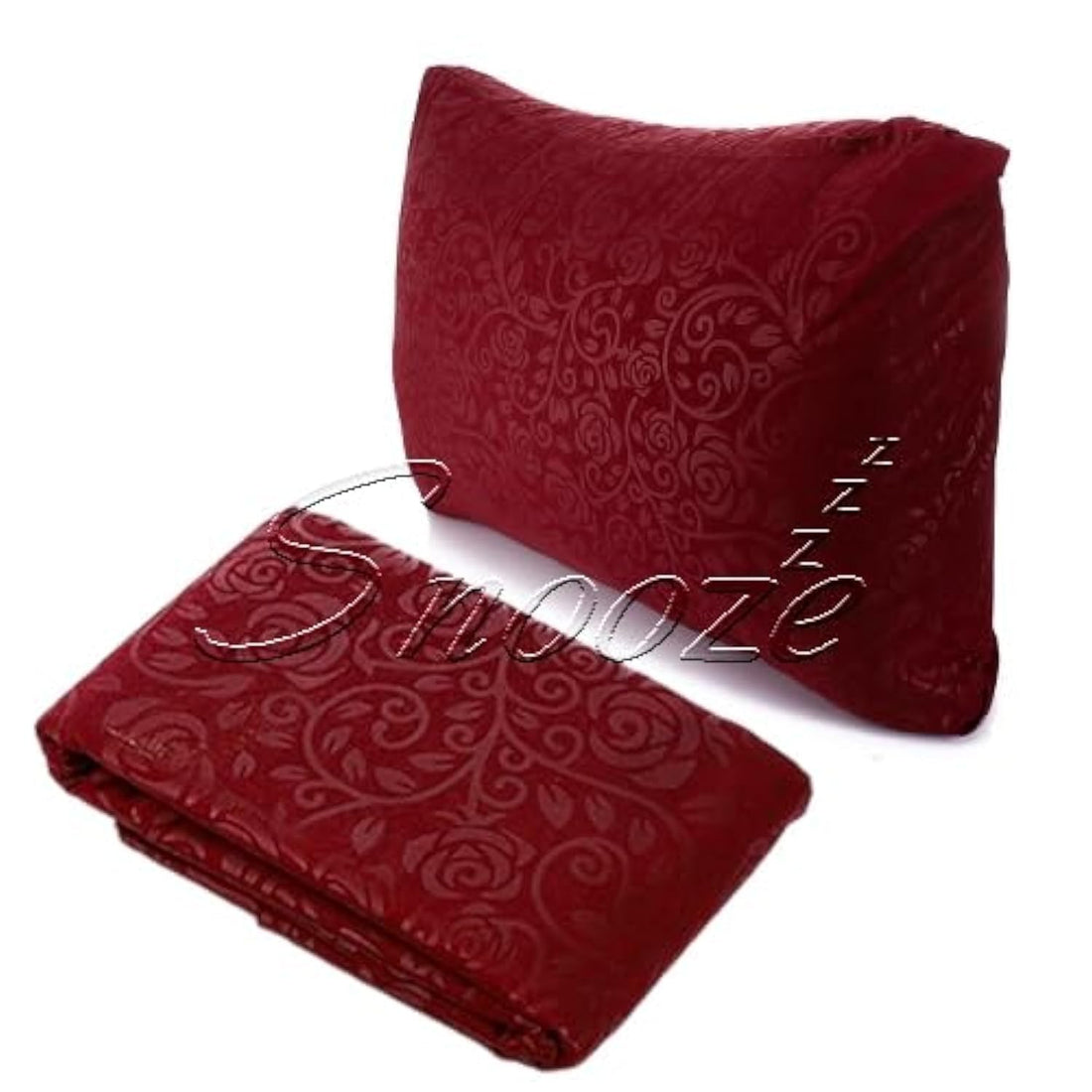 Snooze Flat Jakared microfiber Bed Sheet 2pcs, 180 * 240 Cm + Free Pillowcase, Dark red (flowery design)