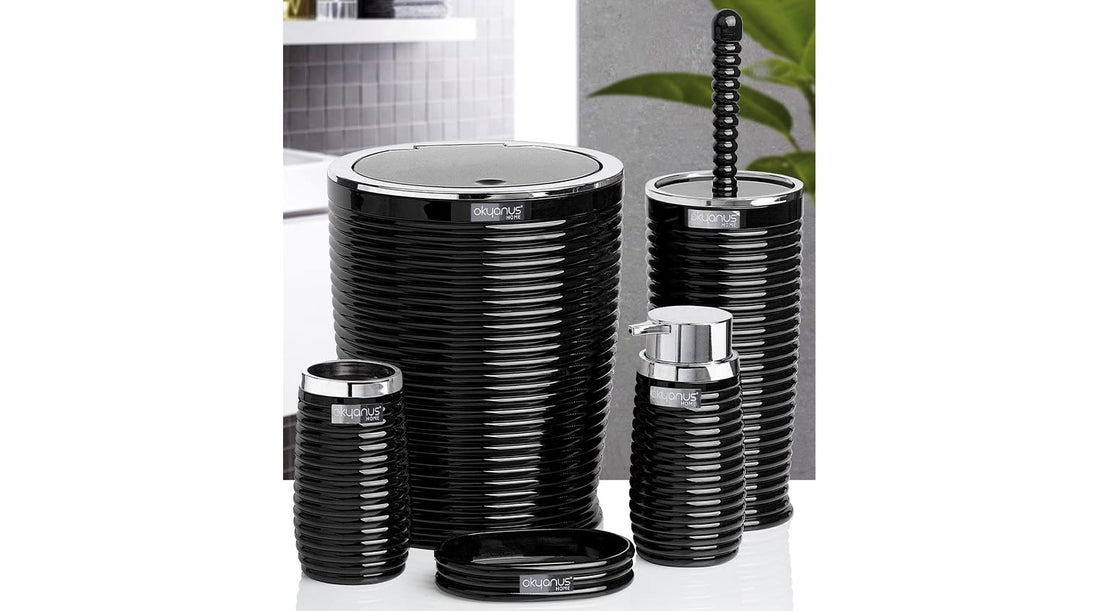 Okyanus 5-Piece Bathroom Set – Elegance (Silver) Black, 36GCL-OKY-486-1-S