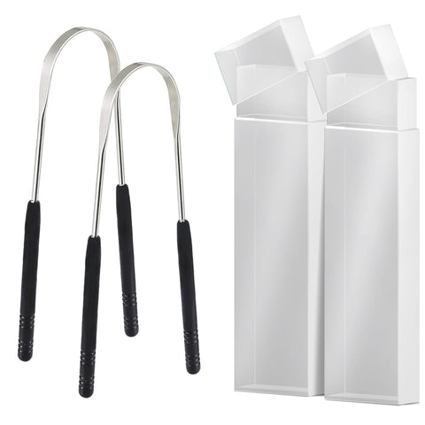 Tongue Scraper for Adults with Travel Cases (2 Pack) Reduce Bad Breath, Tongue Cleaner for Oral Care & Hygiene.