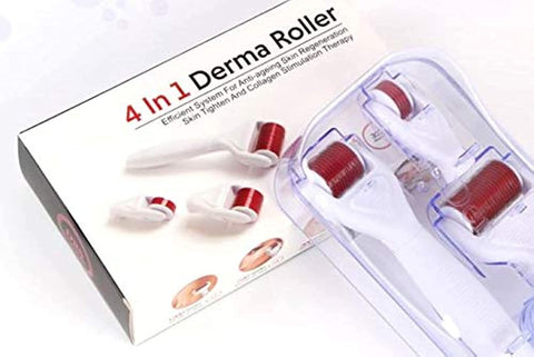DRS 4 IN 1 Derma roller home use kit - interchangeable heads - face and body dermal rolling