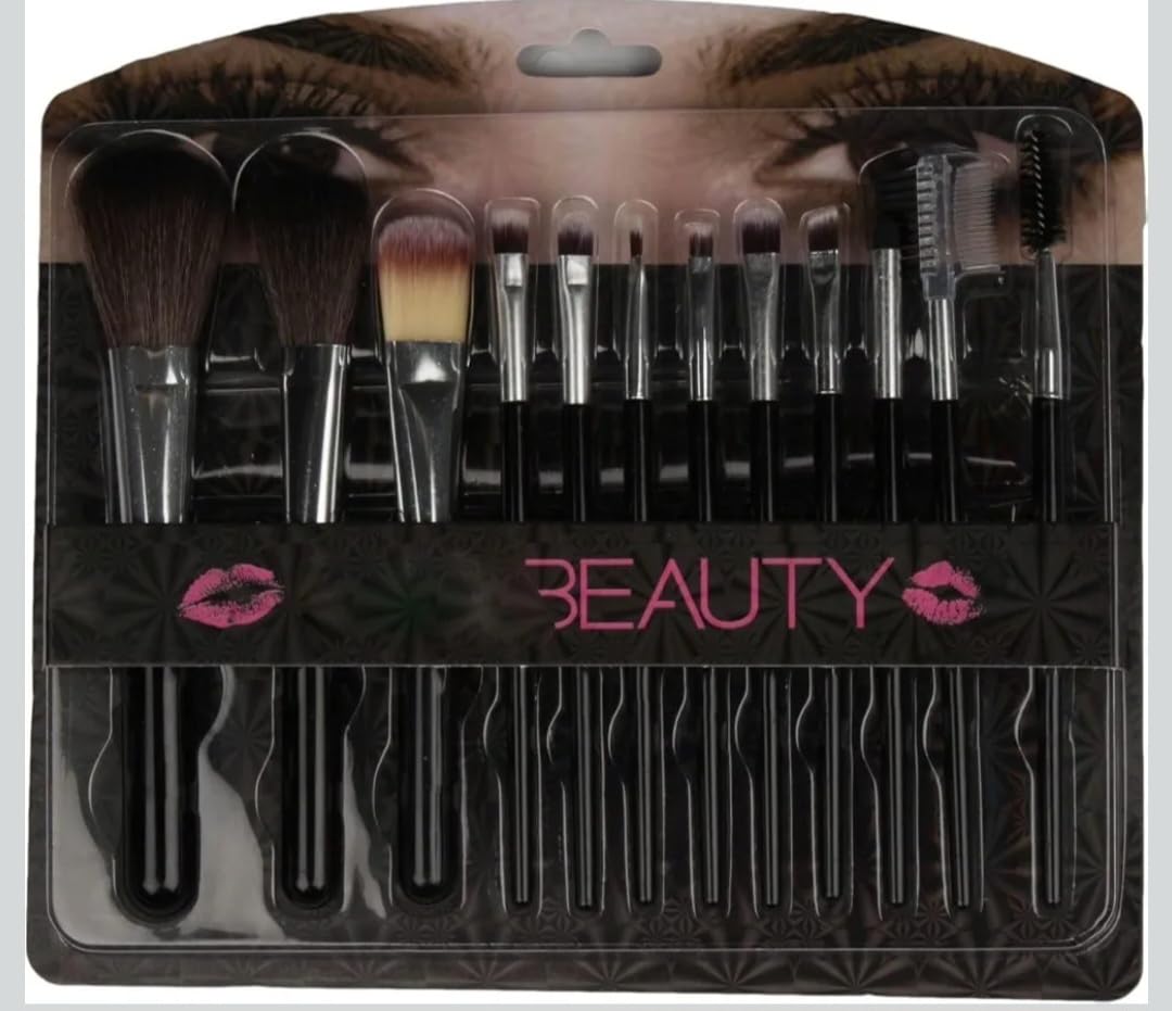12 Pcs Professional Makeup Brush Set Eyeshadow Foundation Concealer Face Brushes Black