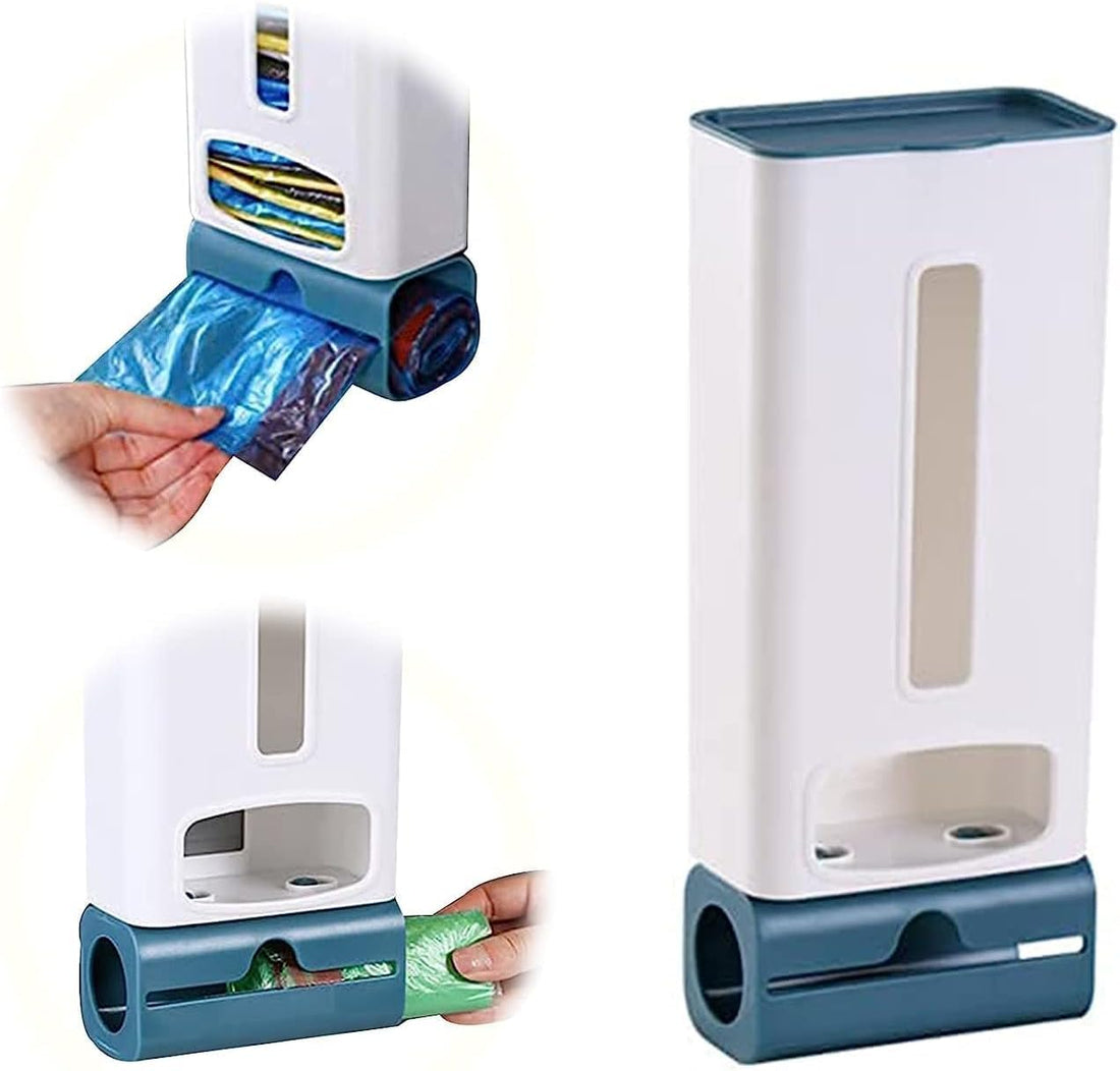 Multipurpose Plastic Bag Holder with Lid for Kitchen and Bathroom with Roll Holder Easy Installation Durable Kitchen Storage Organizer