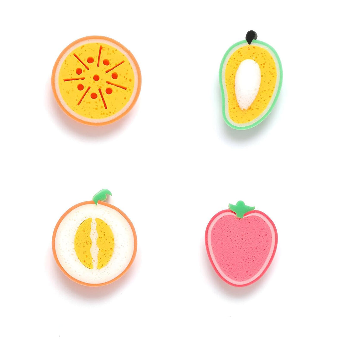 Bath Sponges - Unique Fruit Shaped Bath Sponges and Exfoliating Brushes Designed for Kids, Perfect for Gentle Cleaning and Bath Time Fun, Includes 4 Eye-Catching Pieces (4 Pieces)
