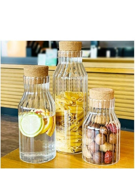 Ultra clear crystal glass legume jar with bamboo wood lid, beautiful and elegant design made of clear glass with wood