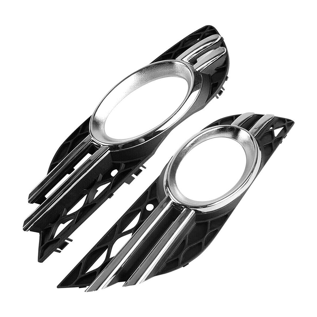 Chrome Fog Light Cover Fit for Mercedes-Benz E-Class W211 07-09 A2118851174 A2118851274 Griller (Colour: Black Silver)