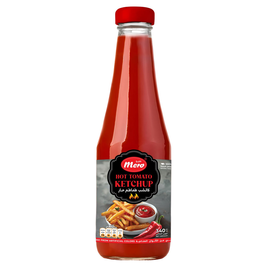 Mero Premium Hot Tomato Ketchup in Bottle 340 g
