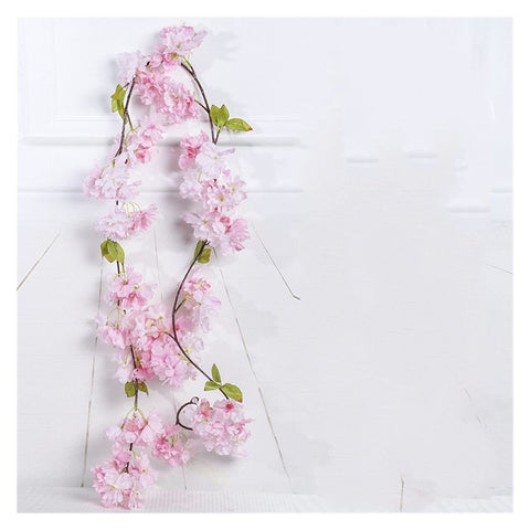 artificial plants 180CM False Cherry Vine False Cherry Artificial Wreath DIY Cane Wall Hanging Wreath Party Wedding Garden Decoration Table Vase Flower Artificial flowers grass (Color : C)