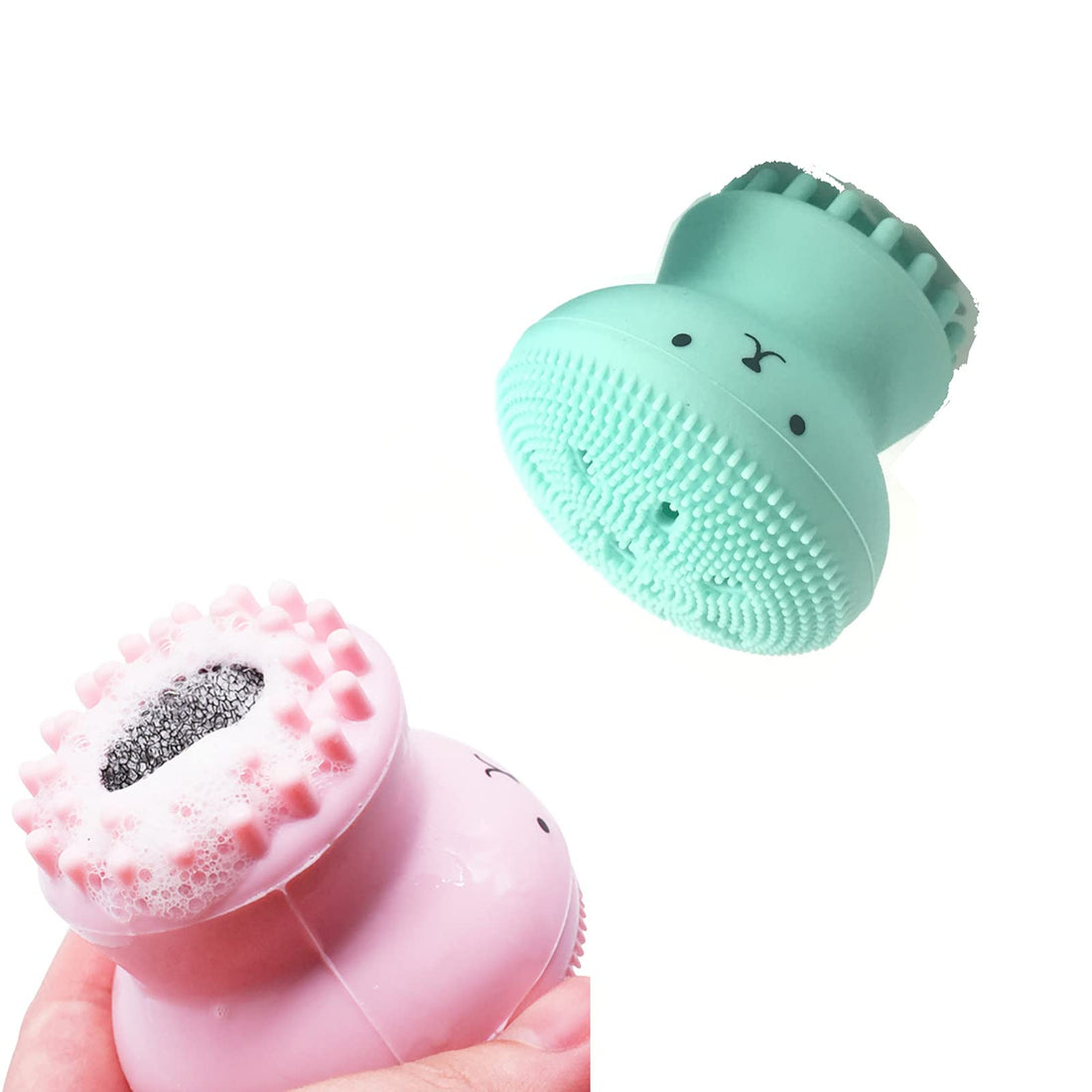 Generic 2 Pcs Facial Cleanser Exfoliator Double-side Silicone Face Scrubber Portable Jellyfish Silicone Face Cleaning Brush, Deep Clean Pores & Massage Skin