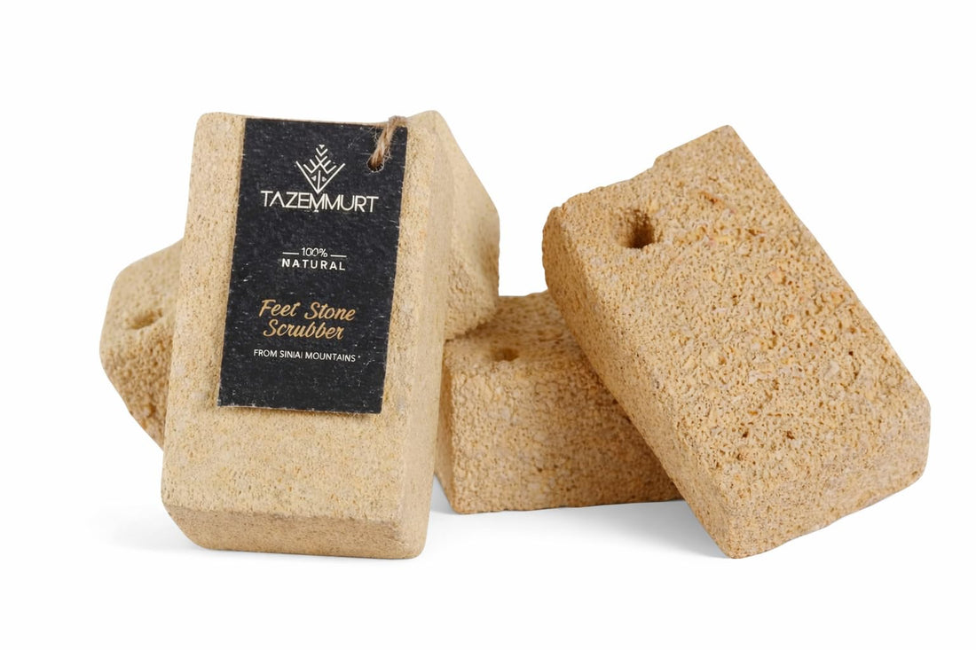 Tazemmurt Natural Feet Stone Scrubber, Pumice Stone from Siwa Mountains, Removes Calluses and Rough Skin, Exfoliating Foot Scraper