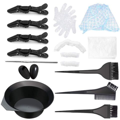 Hair Dye Brush Kit, Hair Dye Colouring Tools, Hair Colouring Tools Set, DIY Salon including Hair Tinting Bowl and brush kit, Ear Cover, Highlighting Cap, Hair Clip Kits