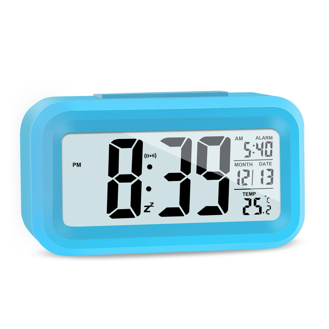 JOPHEK LCD Digital Alarm Clock, Travel Alarm Clock with Temperature Snooze Function, Light Control, Intelligent Alarm Clock for Bedroom, Home, Office