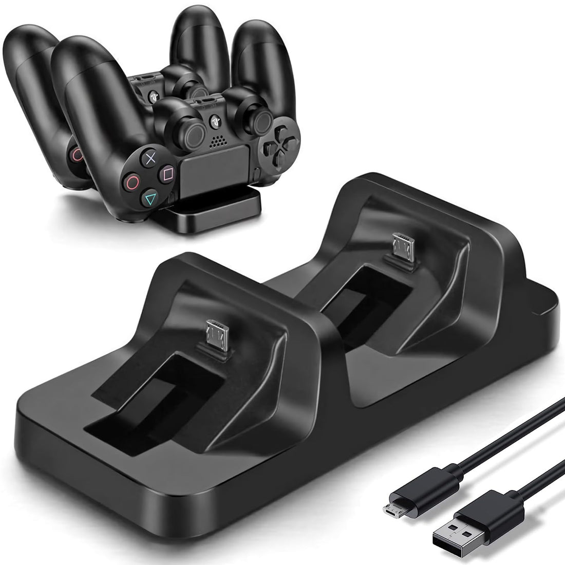 PS4 Controller Charger, Dual Controller Charger, Controller Charger with Base and Stand, Fast Charge, Dual USB Charger, for Playstation 4/PS4/PS4 Pro/PS4 Slim