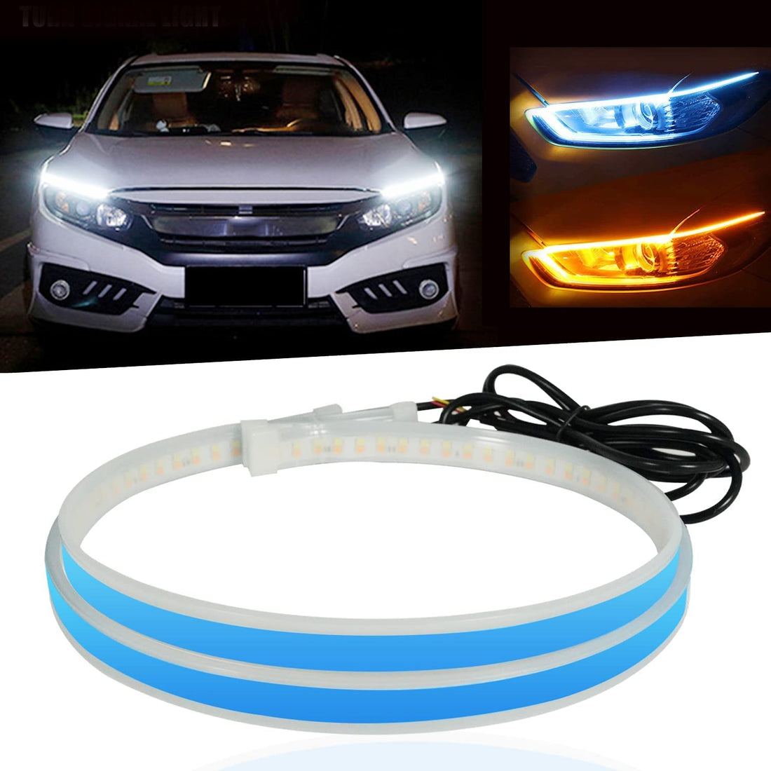 24" Sequential Amber/White LED Car Strip for Turn Signals and DRLs