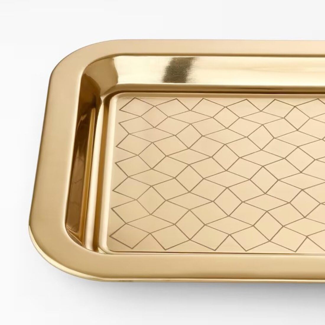 Digital Shoppy GOKVÄLLÅ Serving Tray, Metal Gold-Colour, 46x34 cm (18x13)