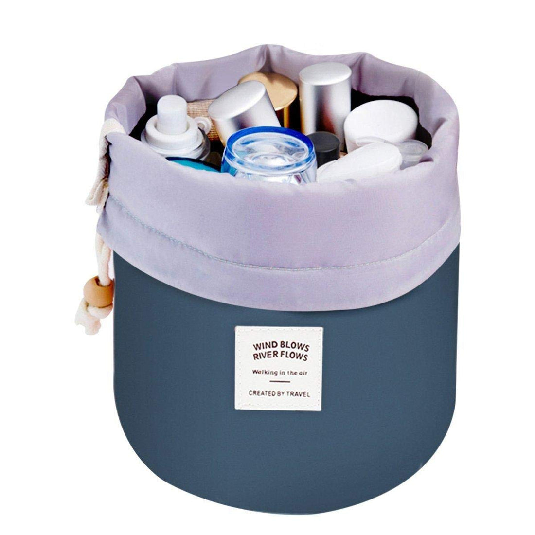 Fresh Round Cylinder Waterproof Travel Cosmetic Organizer Toiletry Storage Bag Dresser Pouch