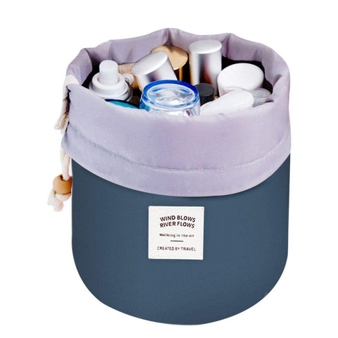 Fresh Round Cylinder Waterproof Travel Cosmetic Organizer Toiletry Storage Bag Dresser Pouch