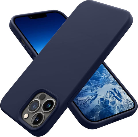 Silicone Case for iPhone 13 Pro Max (6.7"), Compatible Shockproof Slim Thin Phone Cover, Soft Microfiber Lining & Anti-Scratch Tough Acrylic Back, Full Body Protective Case (Midnight Blue)