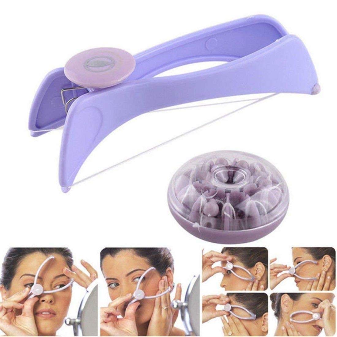 Eyebrow Face and Body Hair Threading Removal Cordless Trimmer Kit for Women (Multicolour)