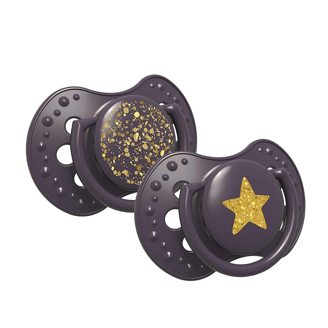 LOVI Silicone Dynamic Soother (0-3m, 2 Pieces, Stardust Violet)