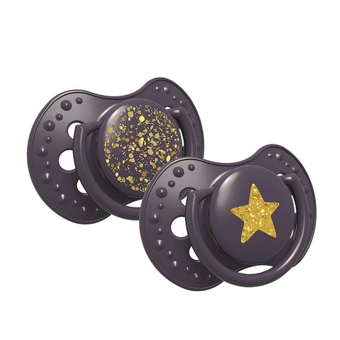 LOVI Silicone Dynamic Soother (0-3m, 2 Pieces, Stardust Violet)