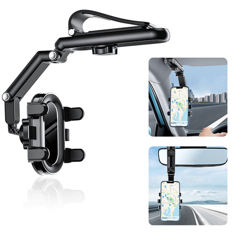 Cell Phone Holder for Car, Rotatable Car Sun Visor Rear View Mirror Phone Mount Multifunctional Automobile Cradle Clip [Upgrade Clip Never Fall] Fit All iPhone Android Smartphone