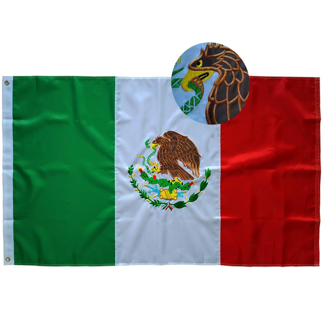 Mexico flag Mexican Flag bandera mexicana 3x5FT -Embroidered Double Stitched Sewn Stripes Outdoors Indoors 210D Heavy Duty Polyester Flag with Brass Grommets