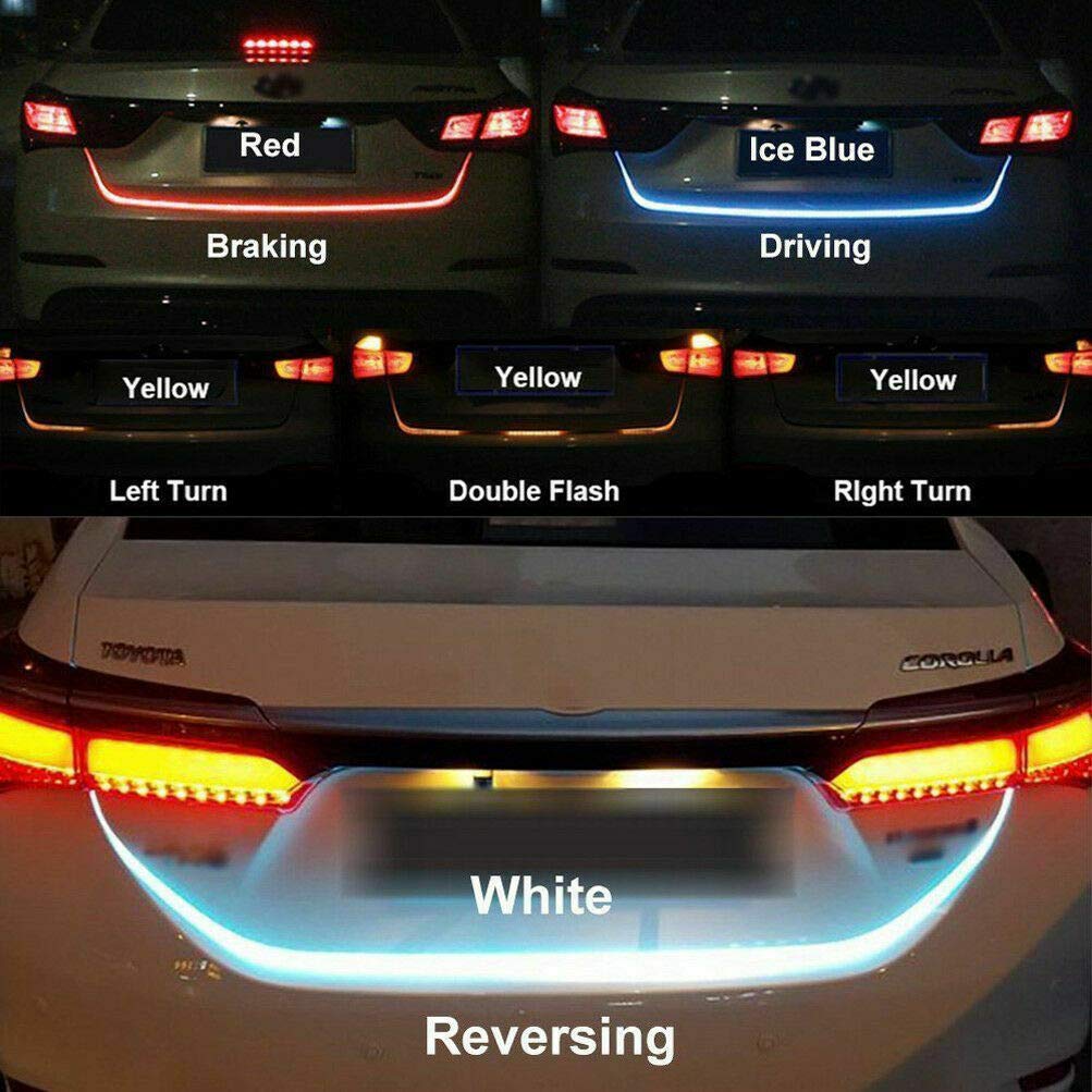 4 Color 47" 120cm Car Rear Trunk Strip Light 12V Tailgate Dynamic Streamer Brake Driving Turn Signal Flow LED Light Lamp