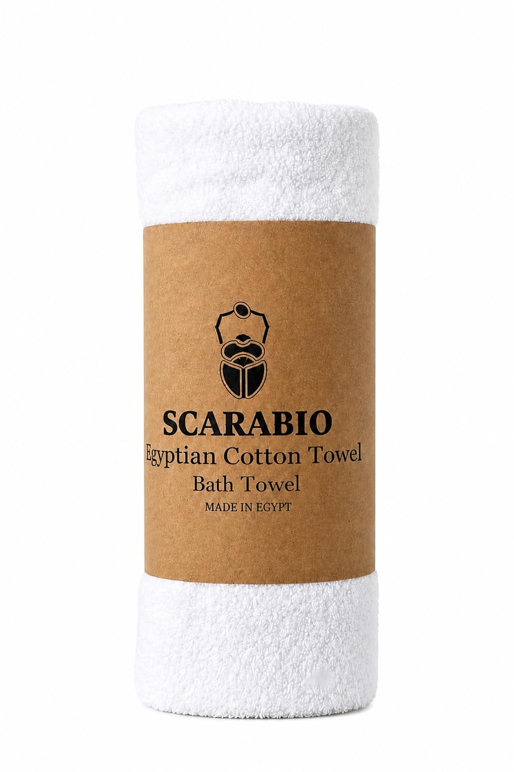 Scarabio 100% Egyptian Cotton Bath Towel, 70 x 140 cm - Extra Long Staple Cotton, Ultra Soft & Absorbent - Luxury Hotel Spa Towel - Made in Egypt (White)