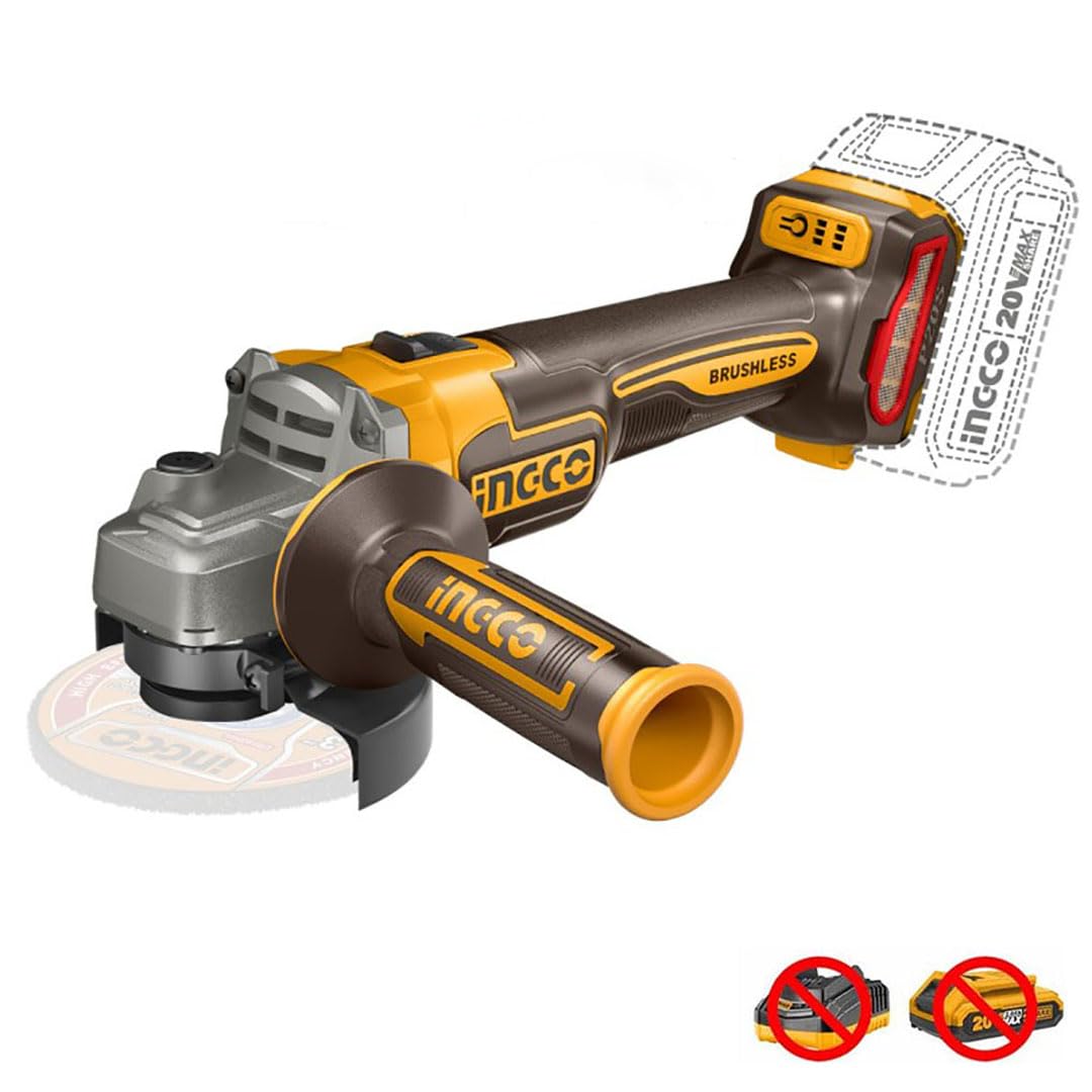 Ingco Cagli21154 Cordless Angle Grinder 115 mm 20 V 3 Speed Brushless Motor Only Body