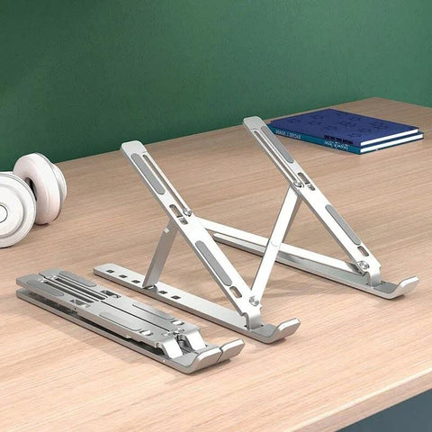 Portable Metal Laptop Stand – Adjustable Tablet & Laptop Holder with 6 Height Levels, Travel & Home Friendly