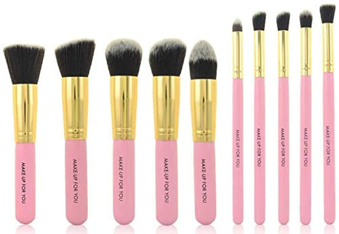 Kabuki Stylish Fashion Makeup Brush Set (Pink, 10 Pieces)