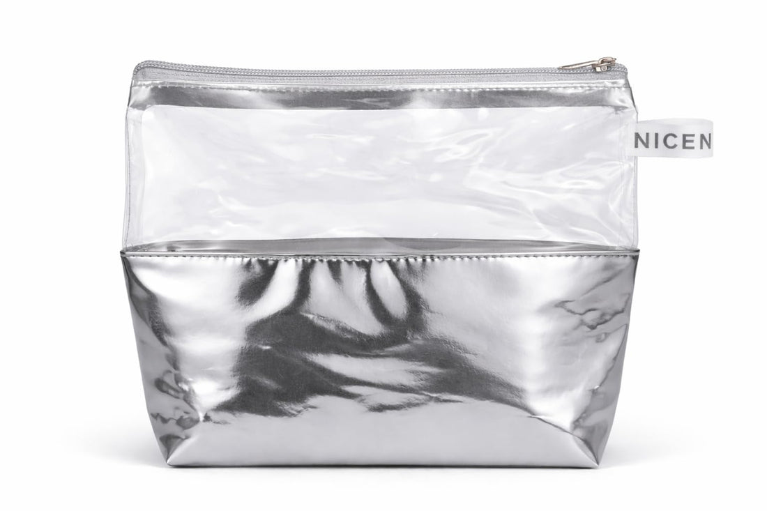 Metallic Muse Wristletless Bag - Stylish Handbag For Makeup & Cosmetic & Accessories, Lightweight Travel Clutches For Women (Silver)