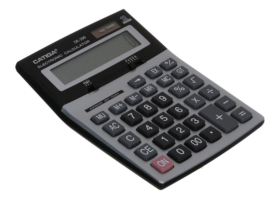Catiga DK-296 Electronic Calculator Two Power And 12 Digits With Plastic Keys For Office And School - Multi Colour