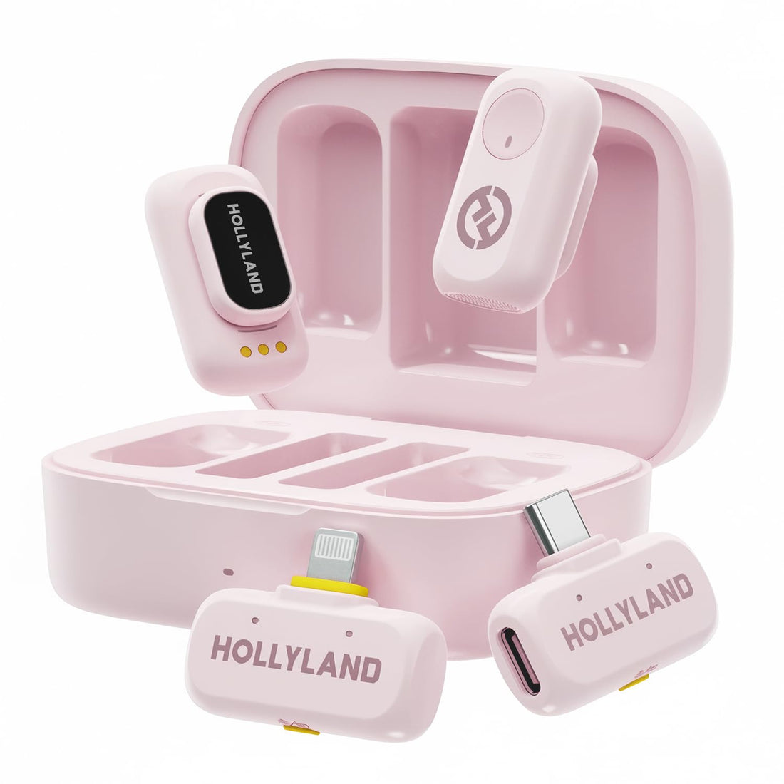 Hollyland Lark A1 Combo (Cloud Pink, with USB-C RX + Lightning RX + Charging Case) Wireless Microphone