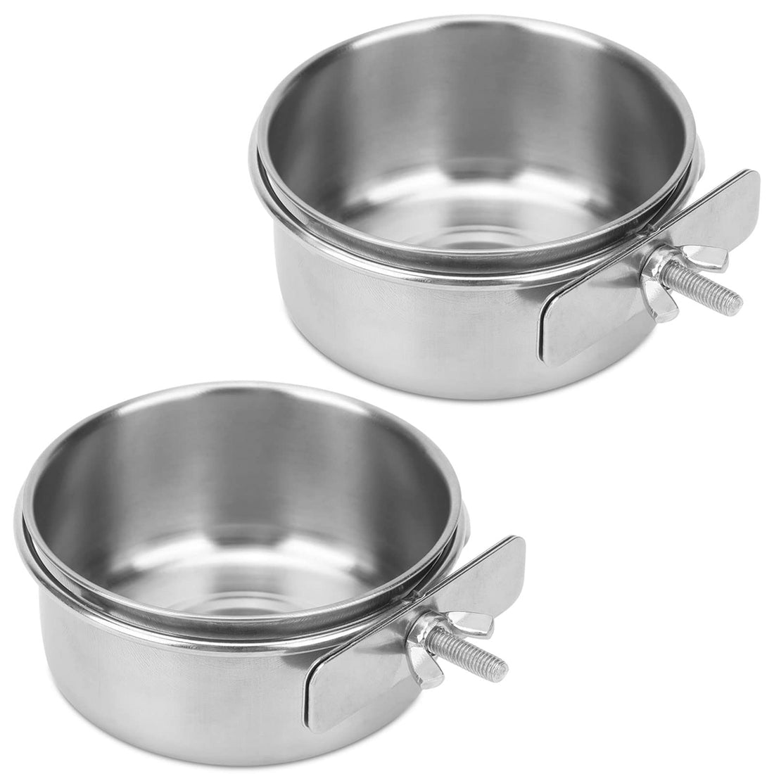2pcs Stainless Steel Bird Bowls with Clamp, Durable Water Bowl, Feeding Cups, Chinchilla Food Bowl, Bird Dishes for Cage, Bird Cage Feeders and Waterers