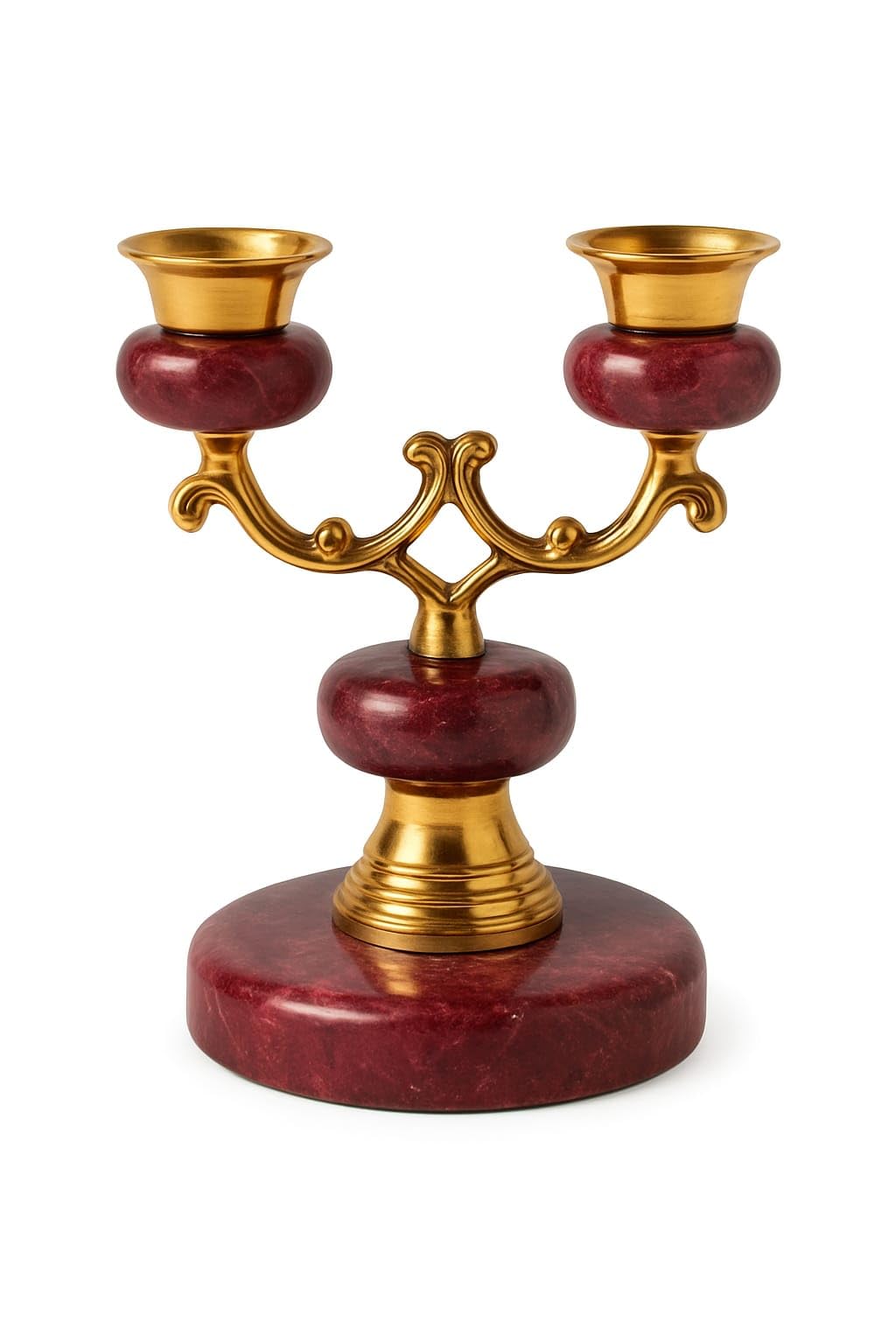 SS ANTIQUITY&MARBLE Candlestick with 2 Natural Marble and Premium Copper Candlesticks, a luxurious piece that combines classic art and modern elegance to enrich your home decor. (RED)