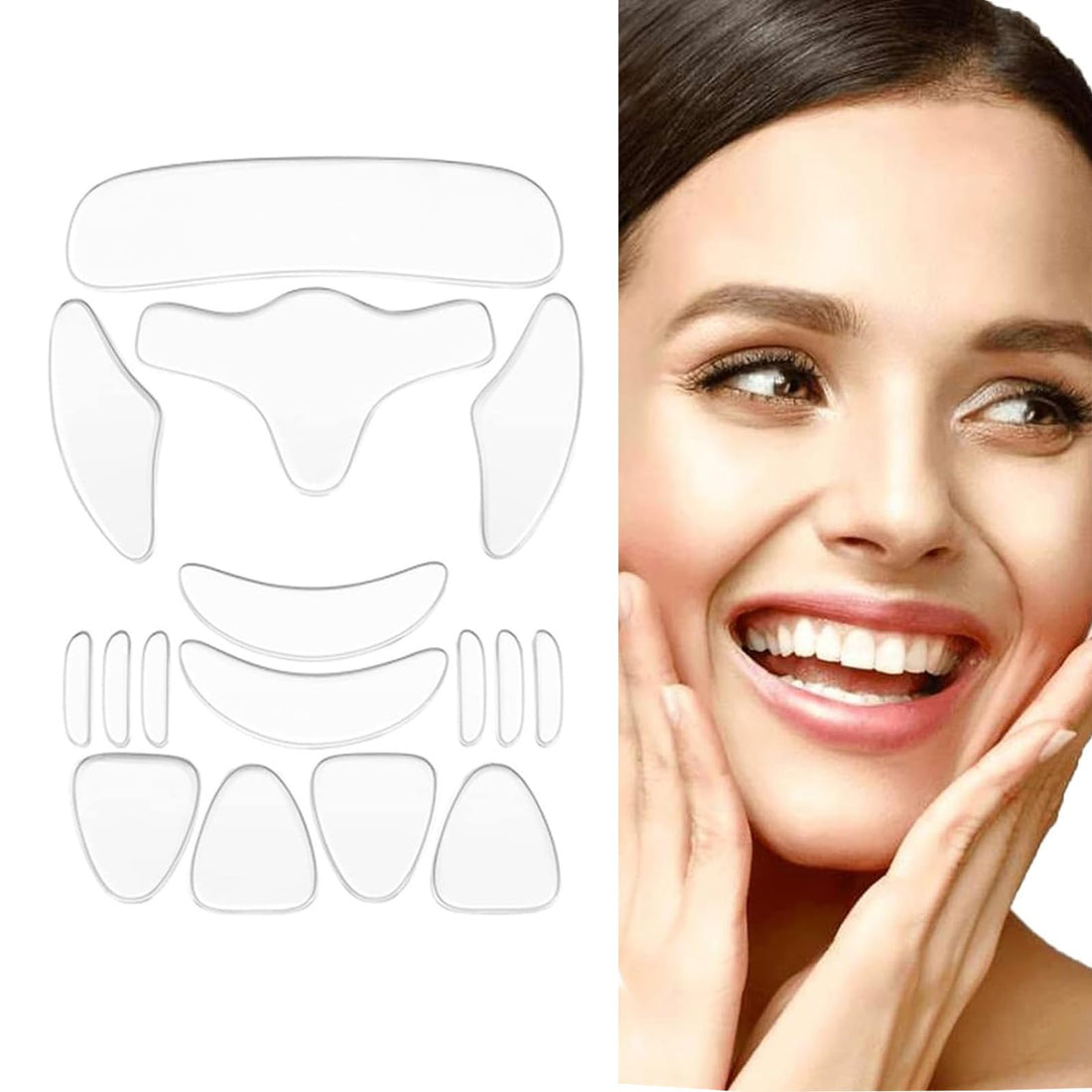 Facial Wrinkle Patches (16 Pcs), Natural & Night Anti-Wrinkle Removing Fine Lines Wrinkles for Forehead Cheek Chest