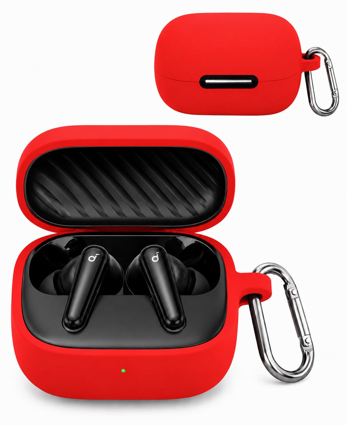 Dl3 Mobilak Compatible with Anker Soundcore R60i NC/Anker P31i Cover, Soft Silicone Shockproof Protective Case Wireless Earbuds with Carabiner, Front LED Visible (Red)