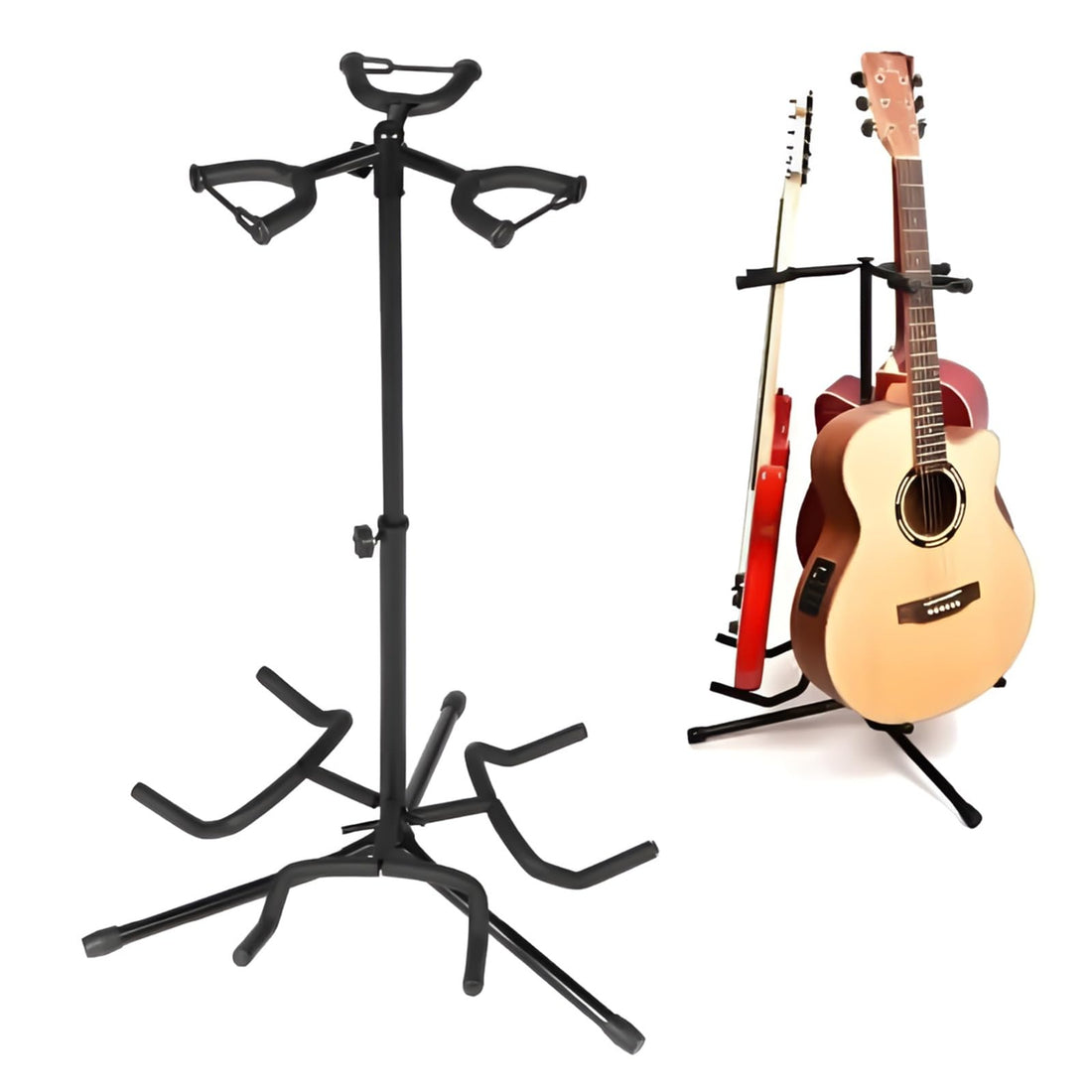Guitar Stands, Stand for 3 Guitars Universal Base for Portable Guitar, Suitable for Electric Guitar, Acoustic Guitar, Electric Bass Guitar Tripod (Black)