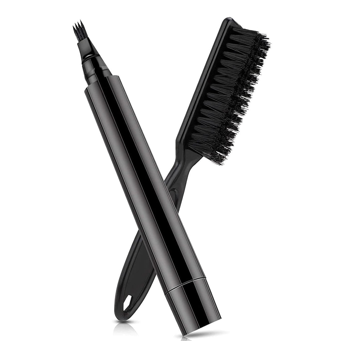 Beard Filler Pen for Men, Waterproof and Sweatproof Beard Filler Pen with 4 Heads Moustache and Beard Brush, Cover Gaps and Stains, Natural Hair Shaping, Durable Personal Care Tool Black