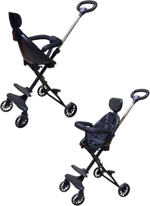 Qshop 5 Years Old Mini Travel Stroller, Imported Lightweight, Adjustable Handles & Backrest, One-Hand Folding, Black