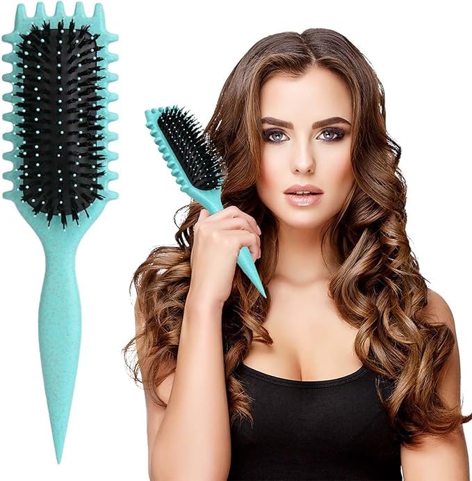 bounce curl brush Professional Curl Defining Hair Brush, 22.5 cm, Ergonomic Handle, Mint Green