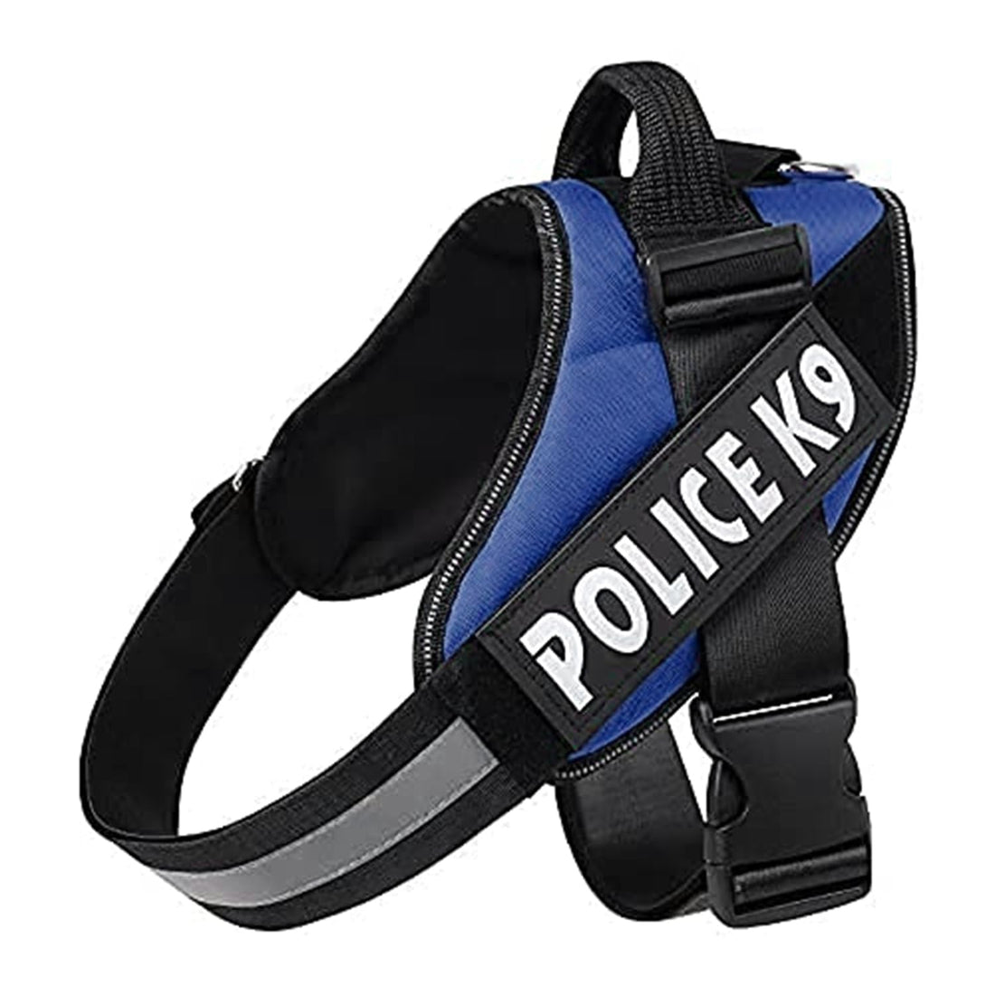 Jainsons Pet Products Dog K9 Police Dog Harness Vest with Hook and Loop Straps and Handle and Adjustable (XL- 38-45 Inch Girth, Blue)