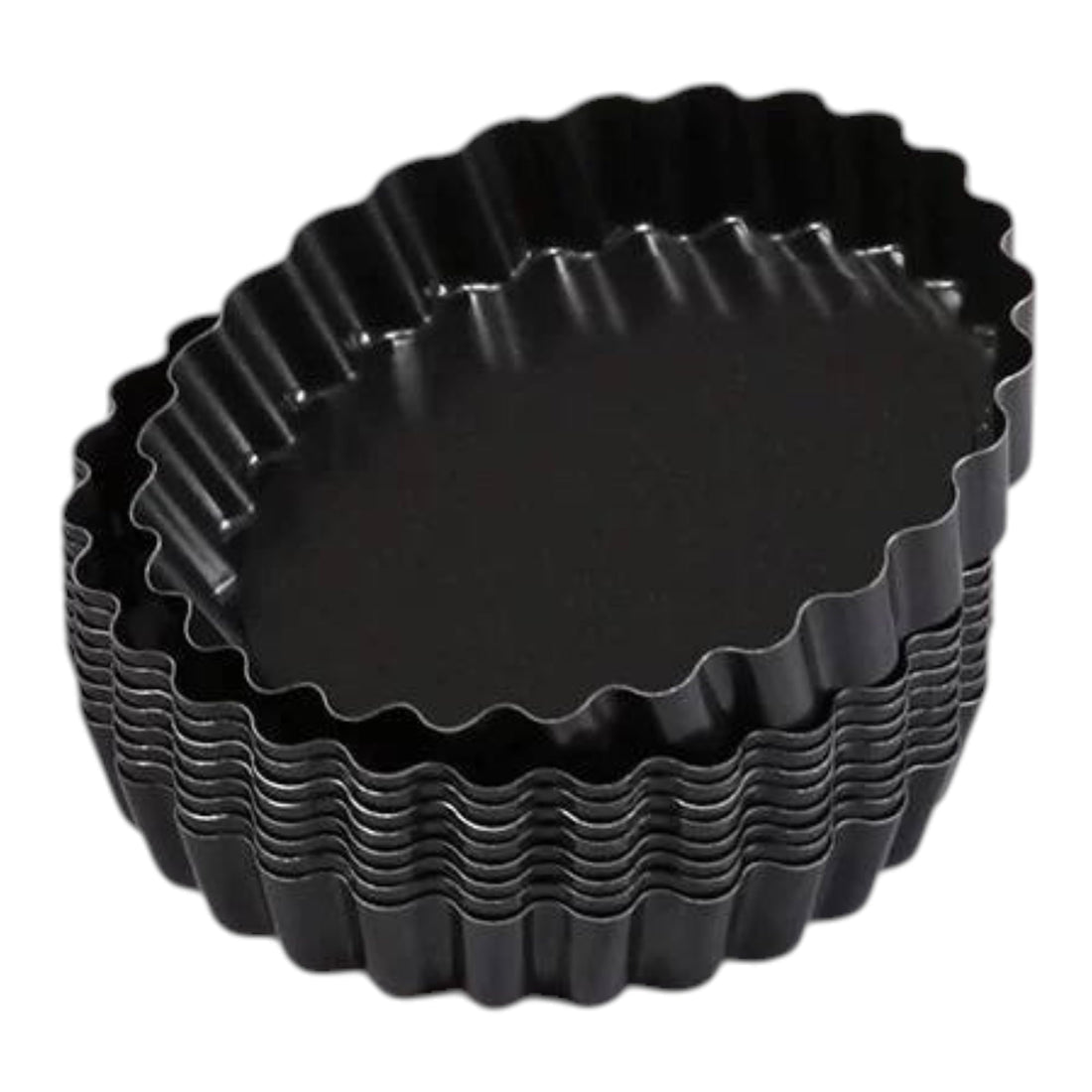 Non-Stick Tart Mold Round Shape 10cm Set Of 6 Pieces - Black