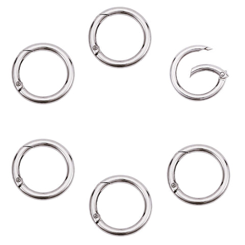 PandaHall 12pcs Round Spring Snap Hooks Clip DIY Accessories for Handbag Purse Shoulder Strap Key Chains Buckle Alloy Circle Round Metal Spring Key Ring, 33.8~35mm