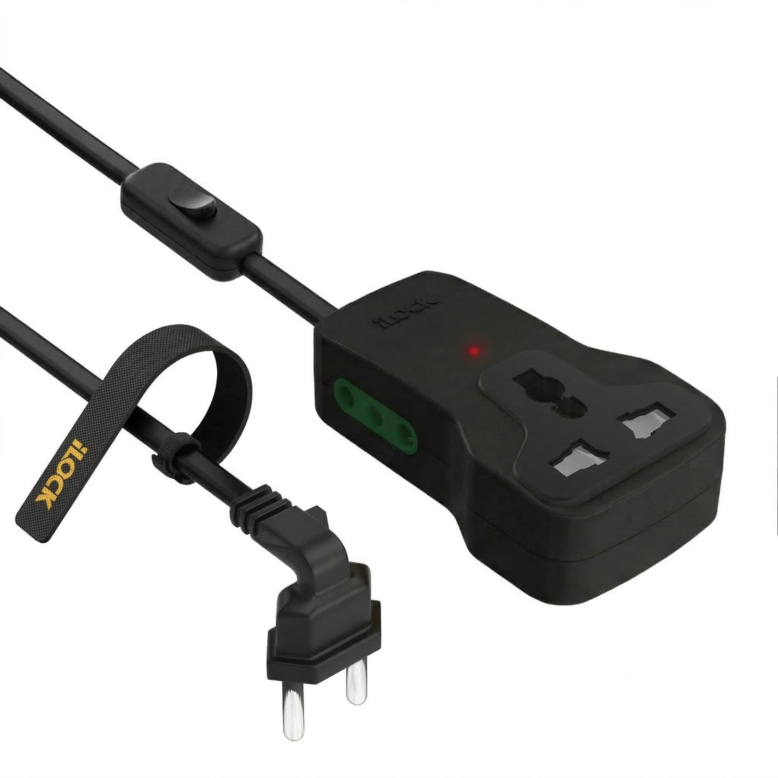 iLOCK Mini Power Strip – 3 - Outlet Extension | 2 Schuko + 1 Universal Socket (Black, 1.5M)