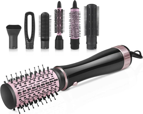 7 in 1 Electric Hair Straightener Brush | Blower, Styler, Straightener and Curler with Multiple Brushes | Professional Hot Air Hair Dryer | Tourmaline Ceramic Hair Iron | Suitable for All Hair Types